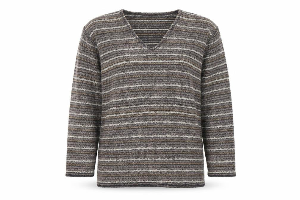 Front view of Burtons unisex v-neck striped jumper l