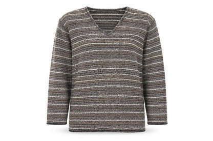 Front view of Burtons unisex v-neck striped jumper l