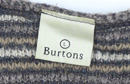 Burtons Unisex V-Neck Striped Pullover Jumper L