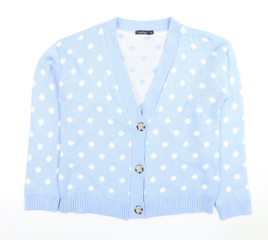 Boohoo Women's Blue Polka Dot Cardigan S/M