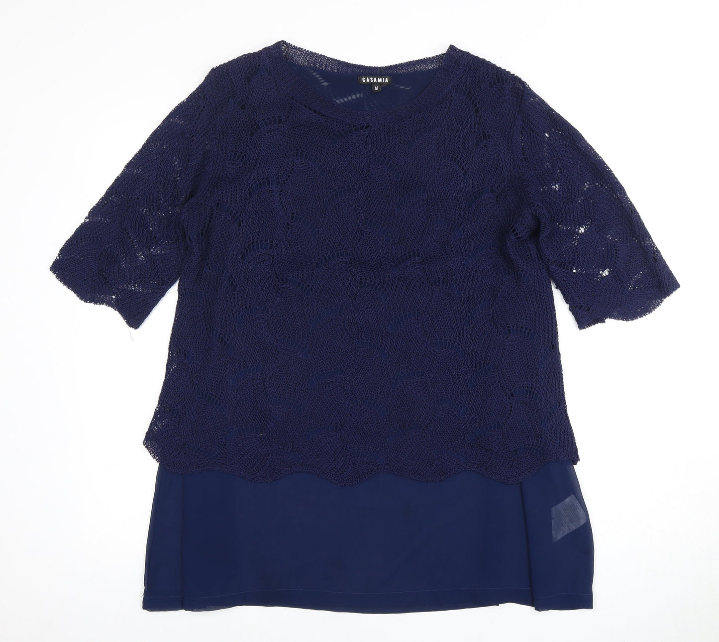 Womens UK Size M CASAMIA Blue Tunic Blouse