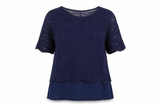 Casamia Women's Blue Tunic, M, Round Neck, Short Sleeve