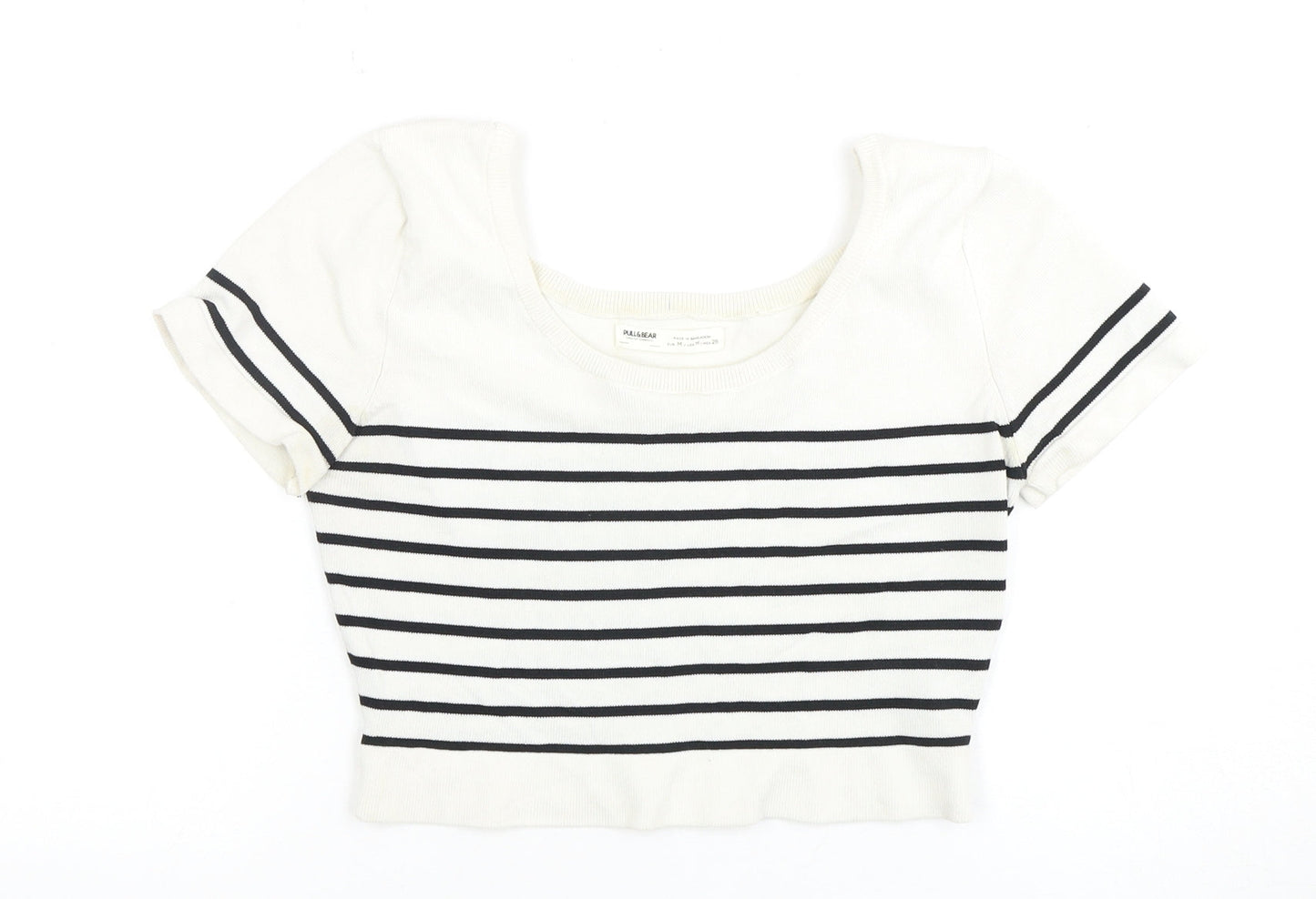 Womens UK Size M Pull&Bear Multicoloured Cropped T-Shirt
