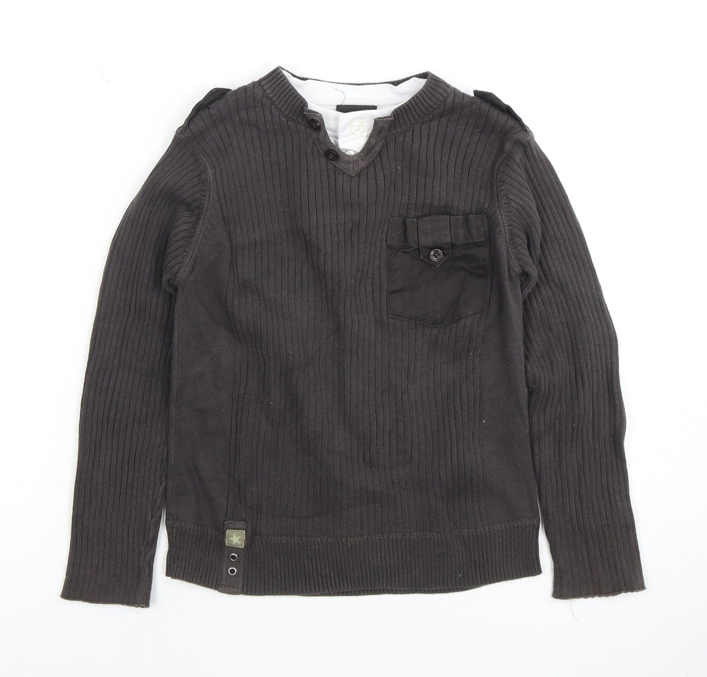 Next Boys Black Henley Pullover Jumper Age 6 Years