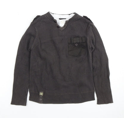 Next Boys Black Henley Pullover Jumper Age 6 Years