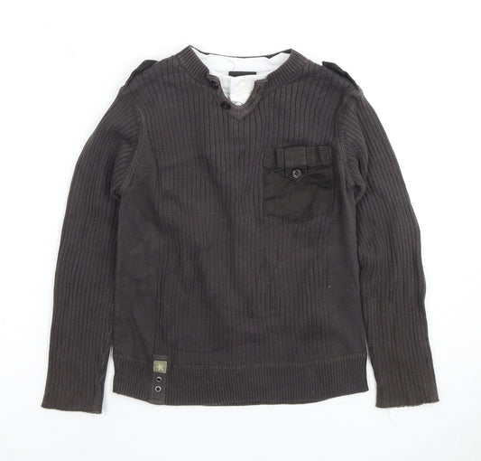 Next Boys Black Henley Pullover Jumper Age 6 Years