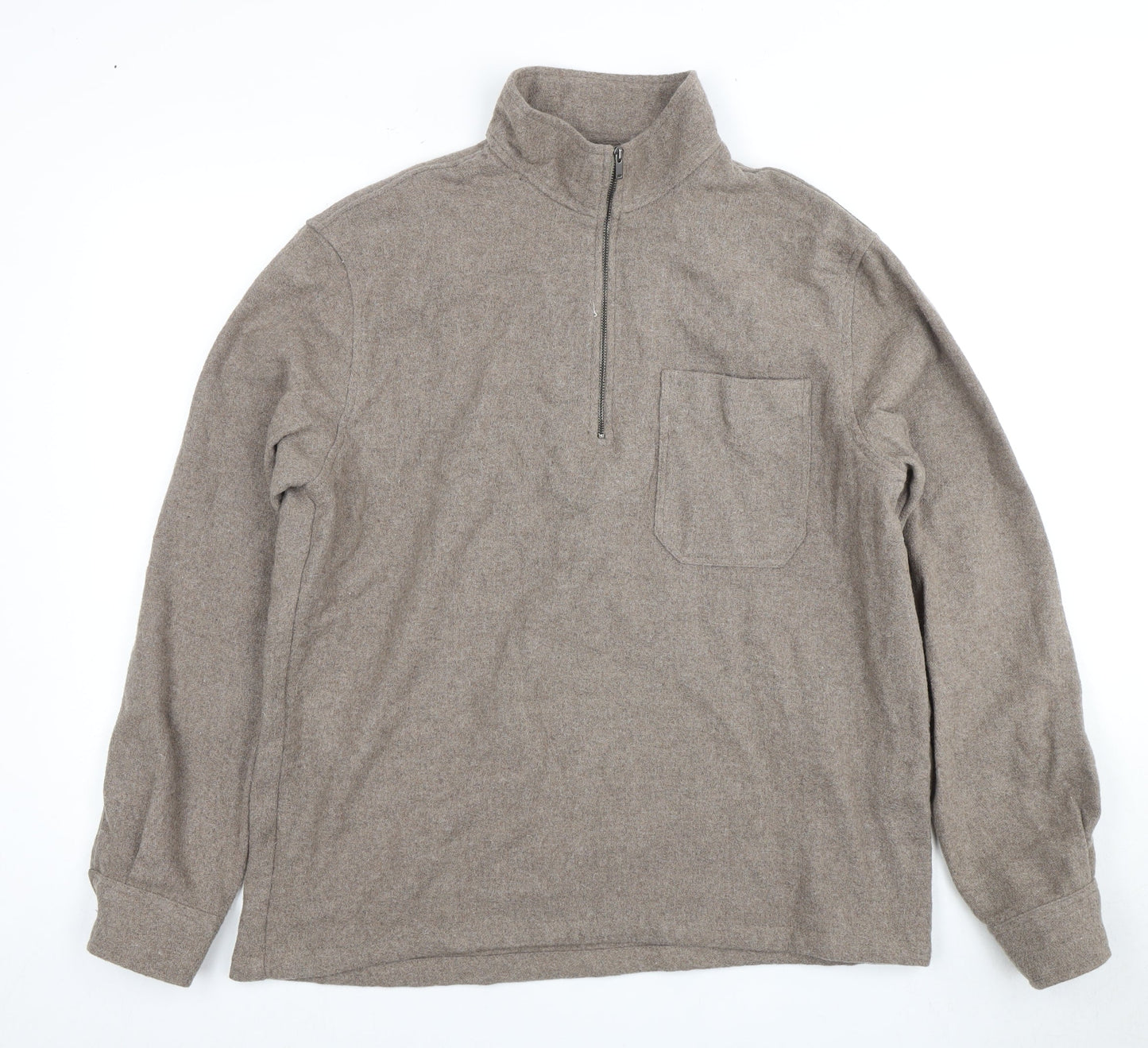 Zara Men's Brown 1/2 Zip Wool-Blend Sweater M