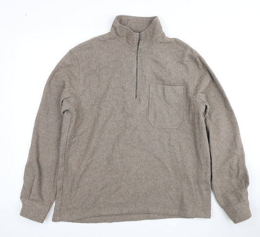 Zara Men's Brown 1/2 Zip Wool-Blend Sweater M