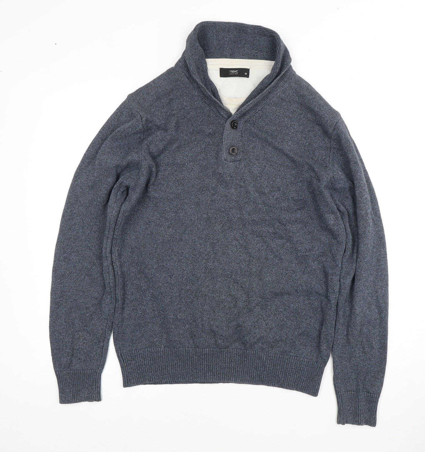 Next Men's Grey Henley Wool Jumper, Size M, Casual