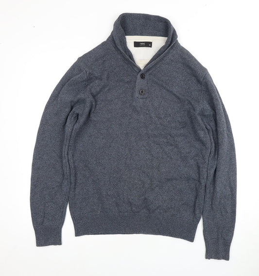 Next Men's Grey Henley Wool Jumper, Size M, Casual