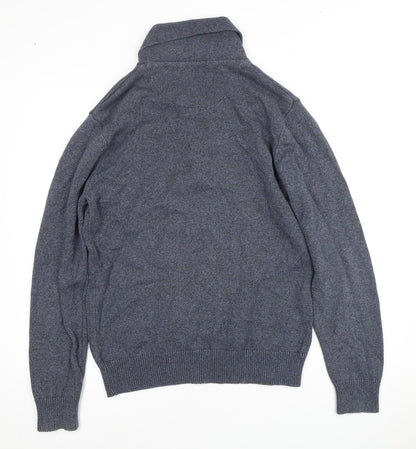 Next Men's Grey Henley Wool Jumper, Size M, Casual