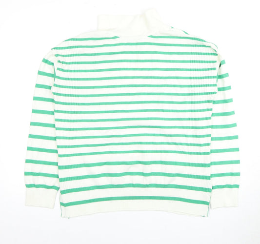 M&Co Women's White Striped V-Neck Top Size 12