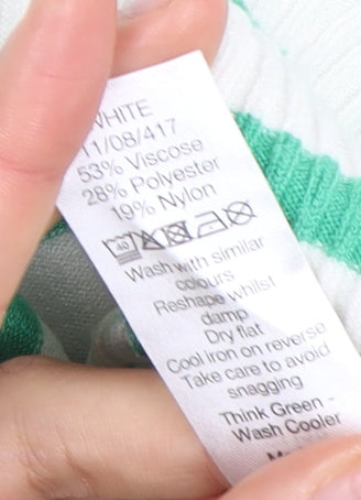 M&Co Women's White Striped V-Neck Top Size 12