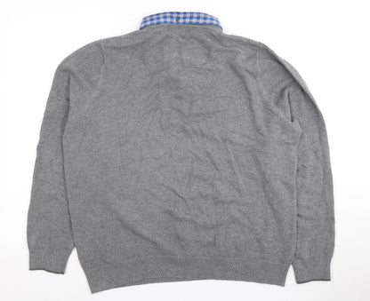 Marks and Spencer Men's Grey V-Neck Pullover, Large