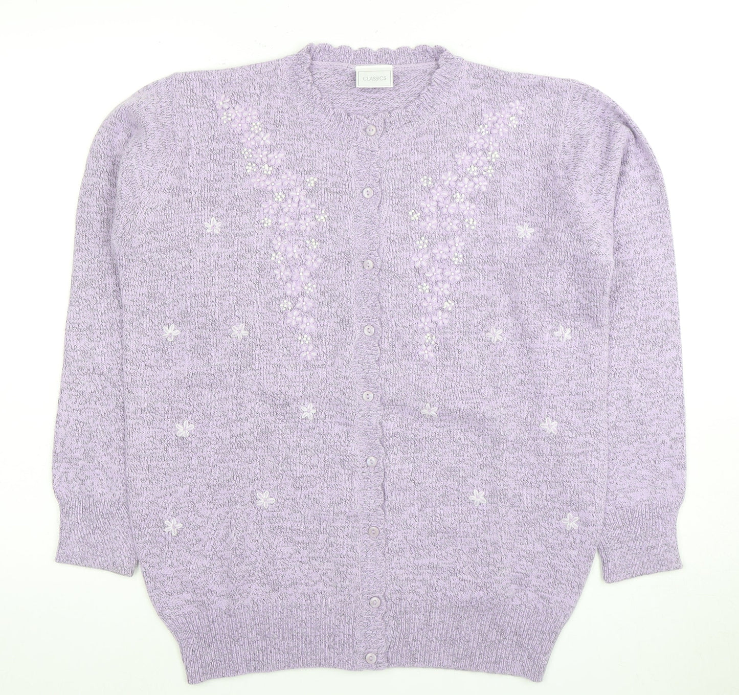 Classics Women's Purple Cardigan, Size 12/14, Embroidered Knit
