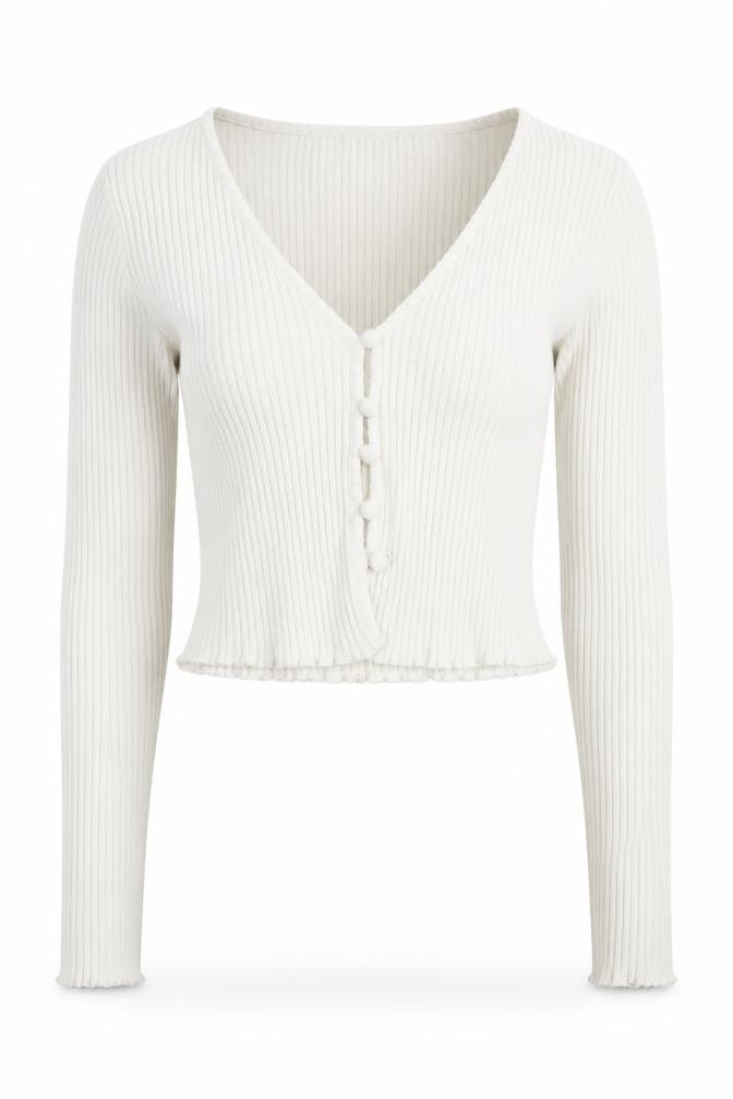 Womens UK Size 2 Bershka White Cardigan Jumper