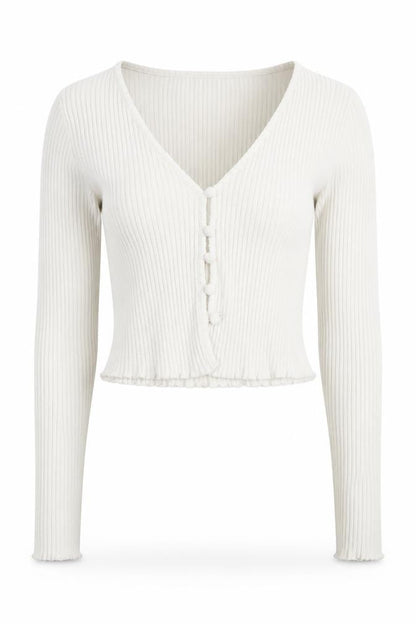 Womens UK Size 2 Bershka White Cardigan Jumper