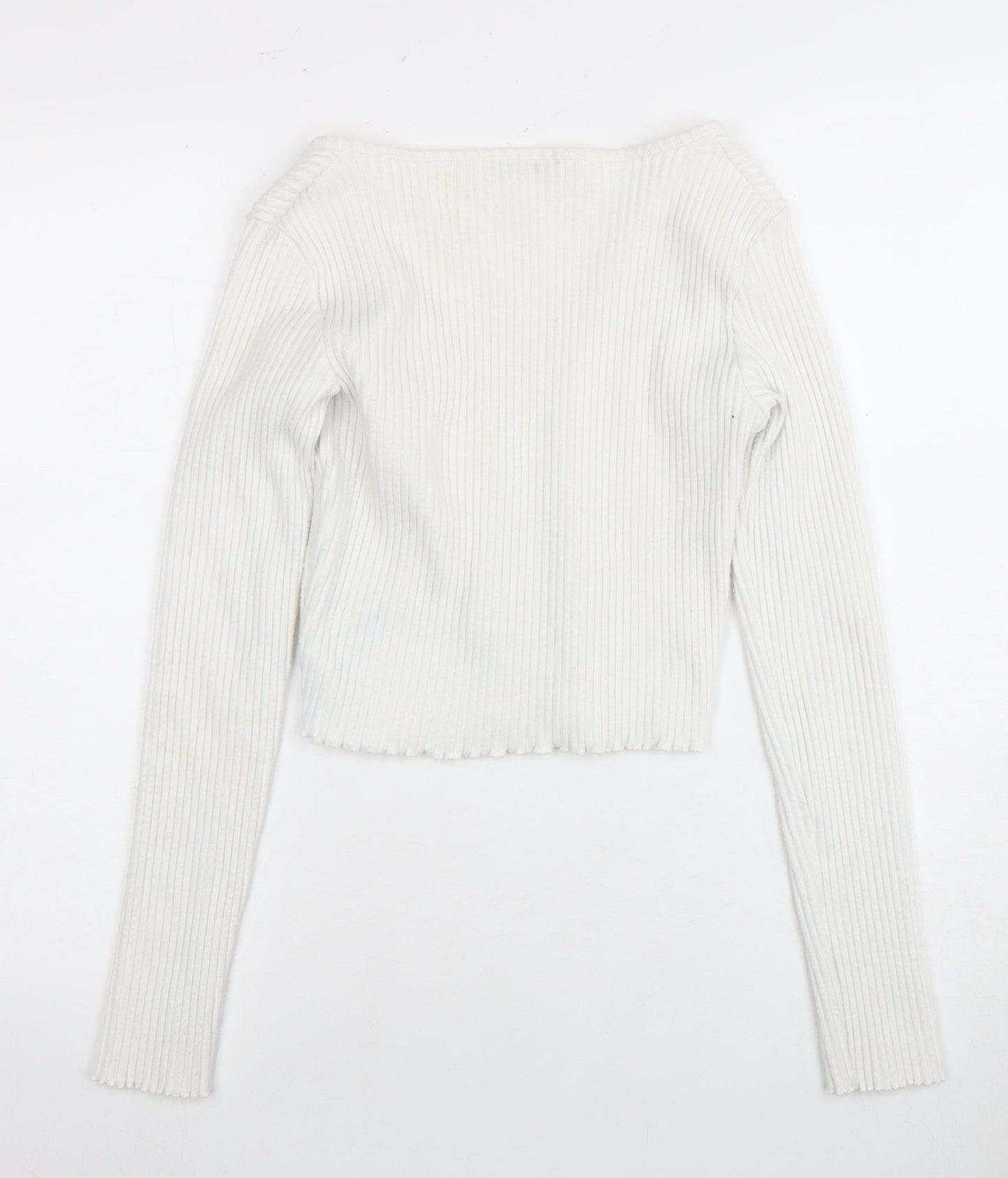 Womens UK Size 2 Bershka White Cardigan Jumper