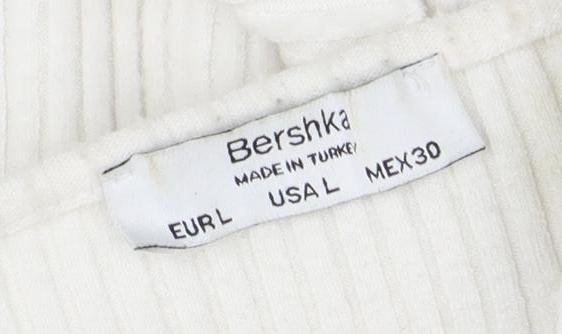 Womens UK Size 2 Bershka White Cardigan Jumper