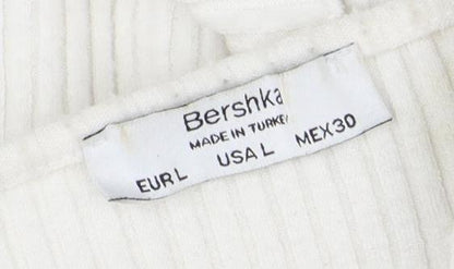 Womens UK Size 2 Bershka White Cardigan Jumper