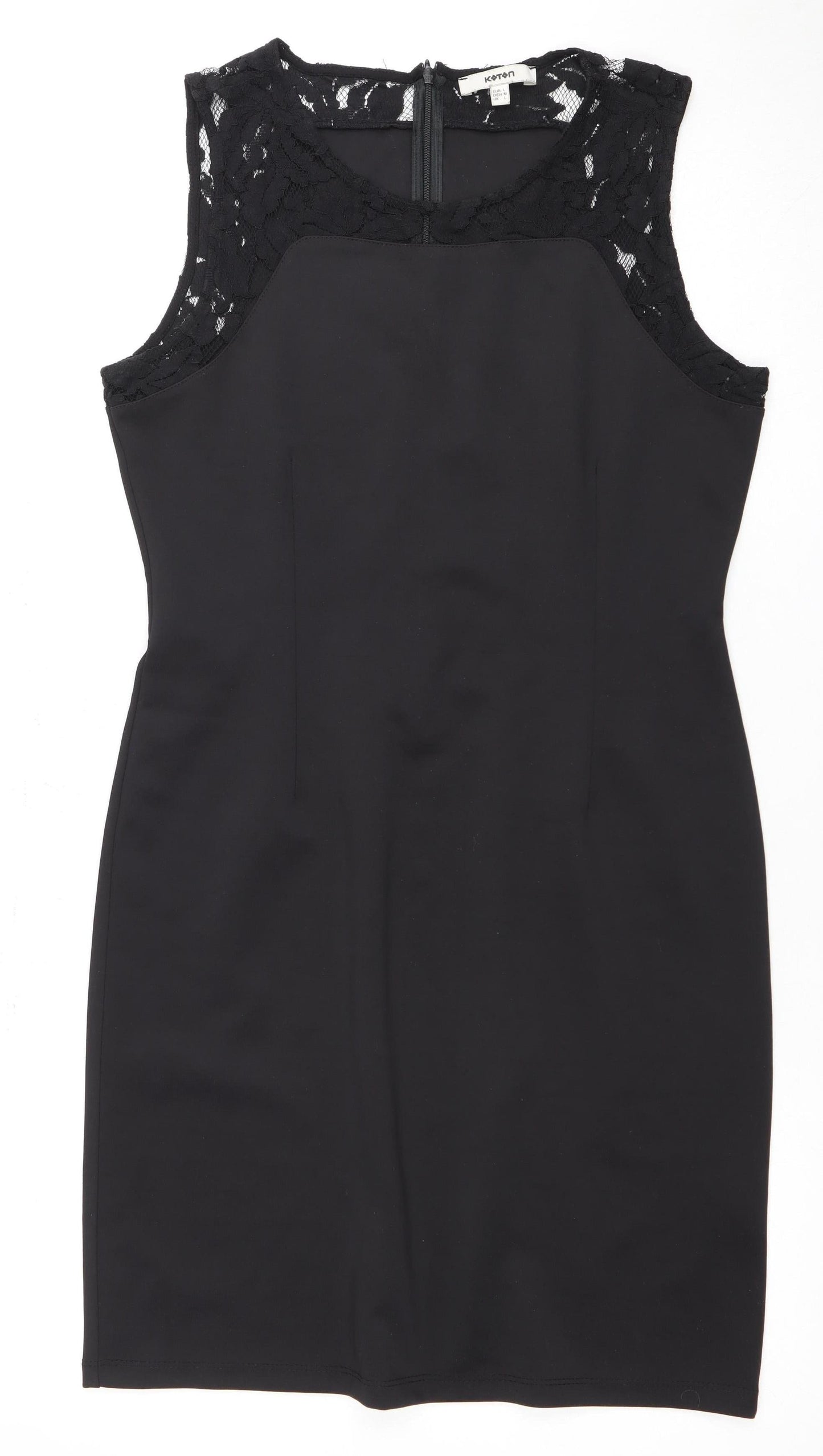Koton Women's Black Sheath Dress, Size L, Elegant Business