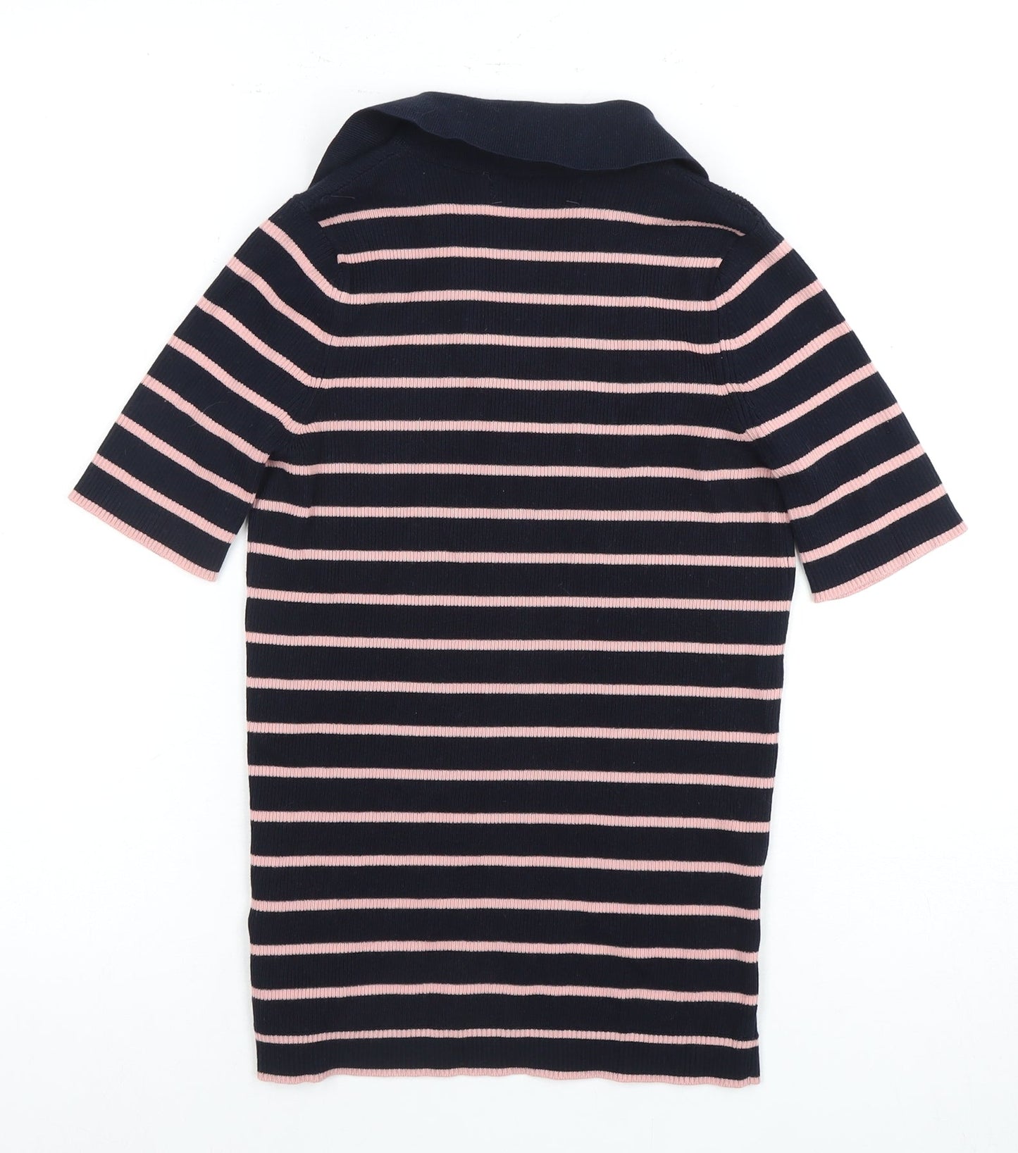 Marks & Spencer Women's Small Navy Pink Striped Polo