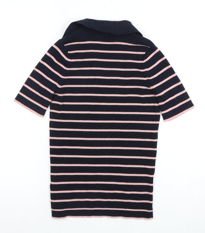 Marks & Spencer Women's Small Navy Pink Striped Polo