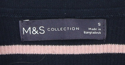 Marks & Spencer Women's Small Navy Pink Striped Polo