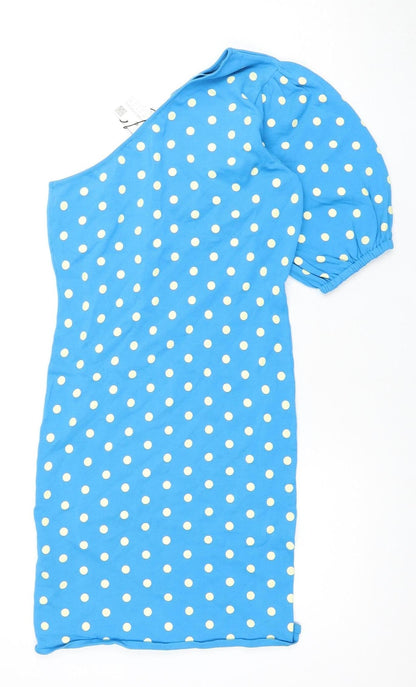 Zara Women's Blue Polka Dot Dress, Size 12