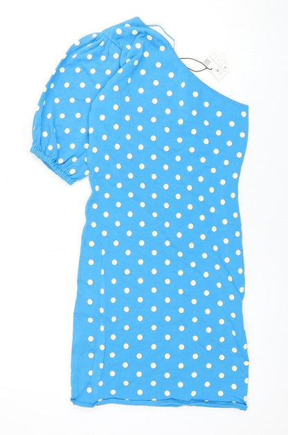 Zara Women's Blue Polka Dot Dress, Size 12