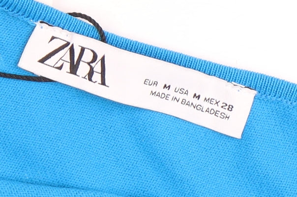 Zara Women's Blue Polka Dot Dress, Size 12