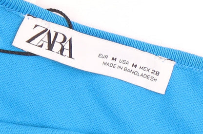 Zara Women's Blue Polka Dot Dress, Size 12