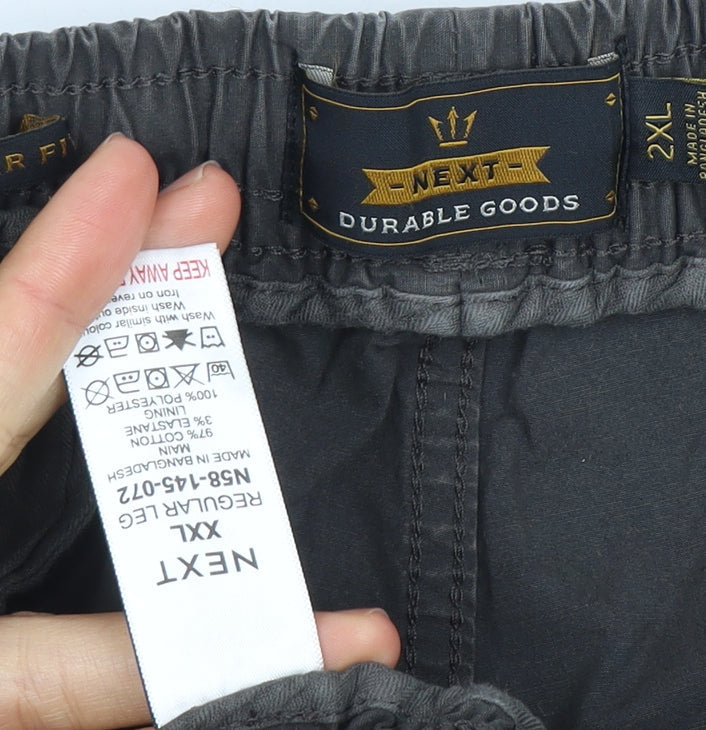 Next Men's Grey 2XL Cargo Shorts, Elastic Waist