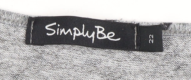 Womens UK Size 22 Simply Be Grey Basic T-Shirt