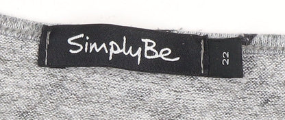 Womens UK Size 22 Simply Be Grey Basic T-Shirt
