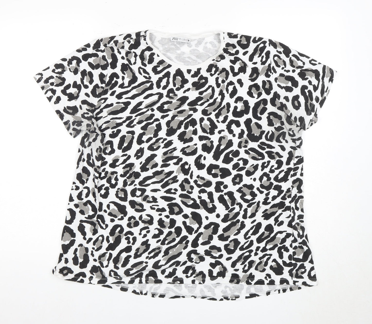 Womens UK Size 2XL Zara Black Basic T-Shirt