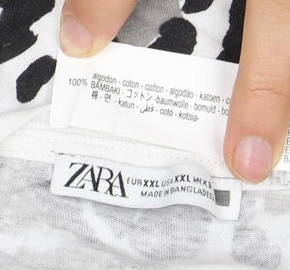 Womens UK Size 2XL Zara Black Basic T-Shirt