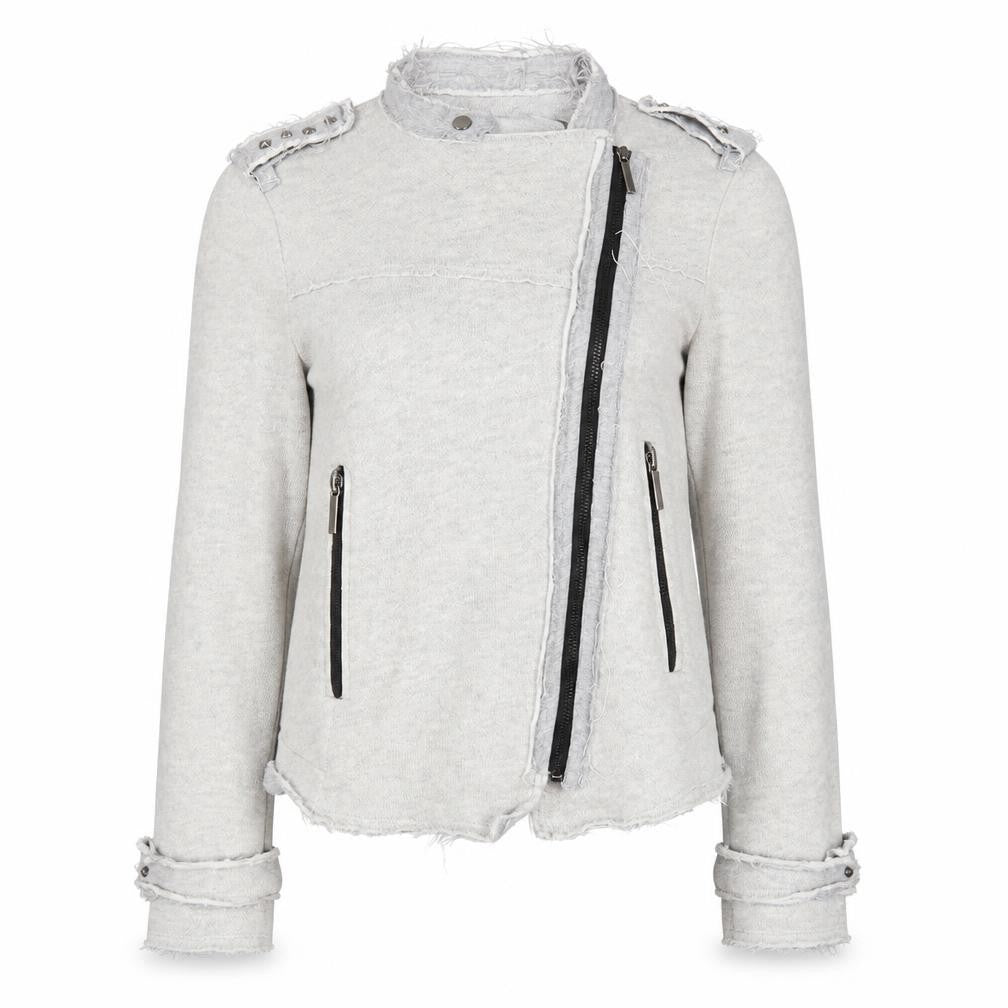 Womens UK Size 2 Zara Basic Grey Biker Coat