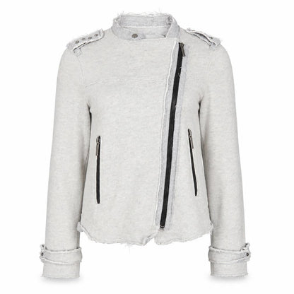 Womens UK Size 2 Zara Basic Grey Biker Coat