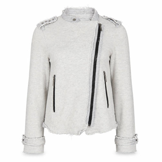 Womens UK Size 2 Zara Basic Grey Biker Coat