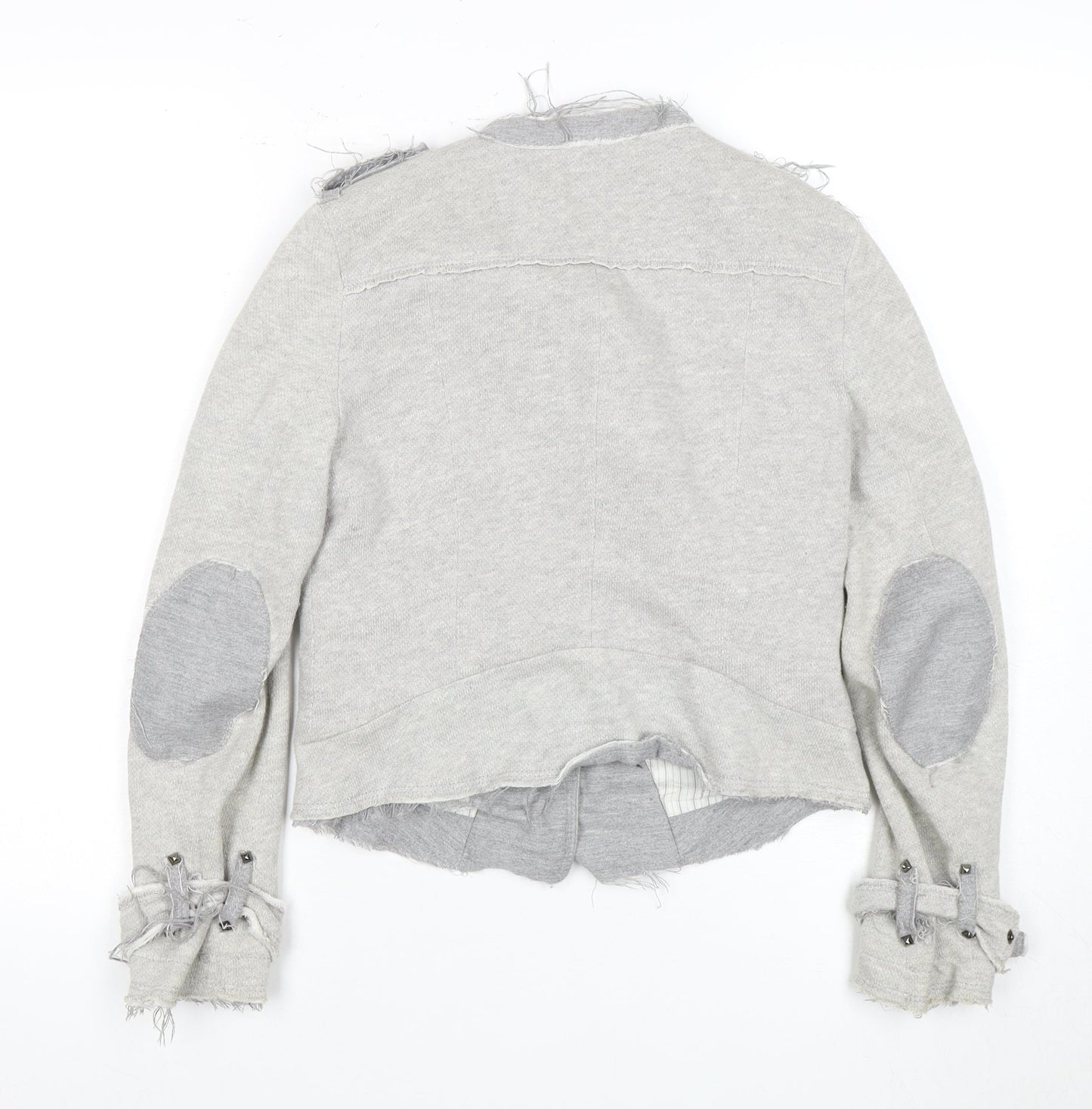 Womens UK Size 2 Zara Basic Grey Biker Coat