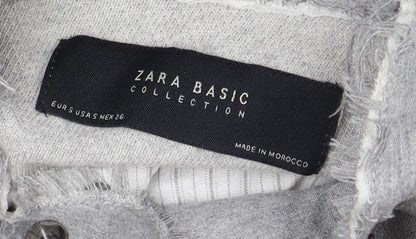 Womens UK Size 2 Zara Basic Grey Biker Coat