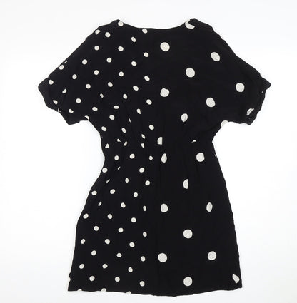 Oasis Women's Black Polka Dot Wrap Dress Size 6