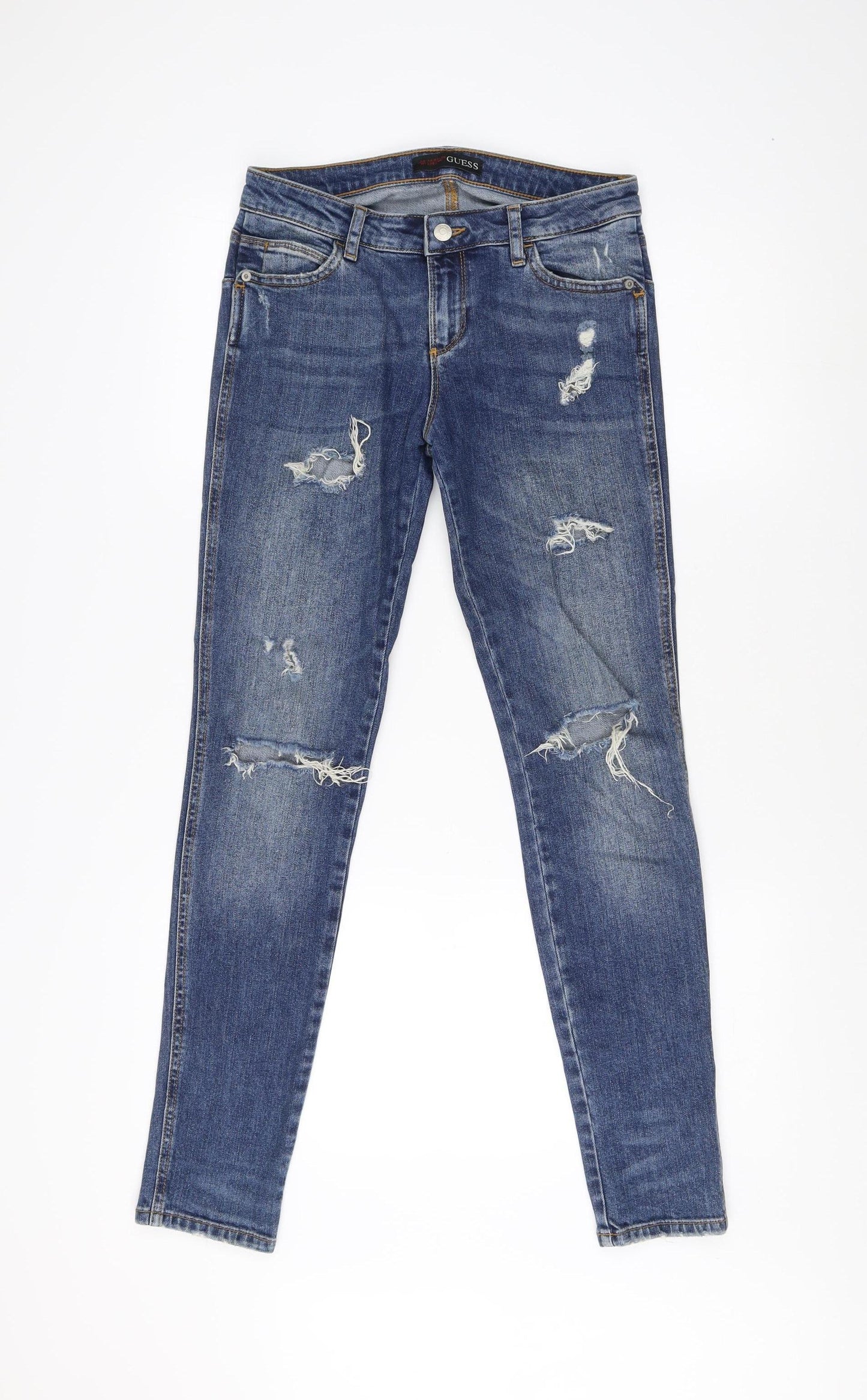 Guess Women's Blue Skinny Distressed Jeans Size 10
