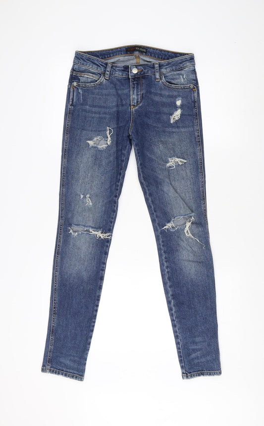 Guess Women's Blue Skinny Distressed Jeans Size 10
