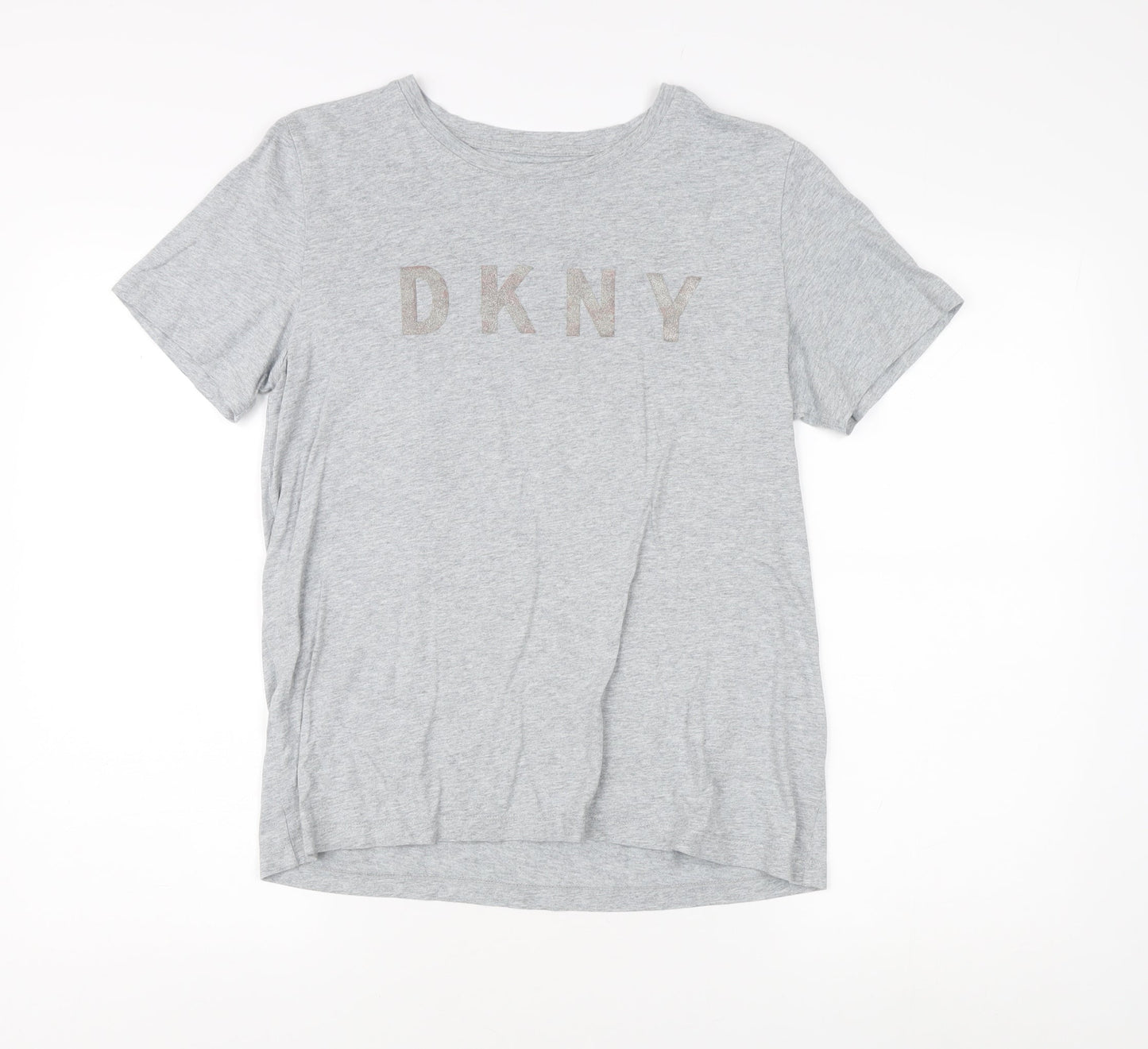 DKNY Women's Grey Basic T-Shirt, M, Casual Style