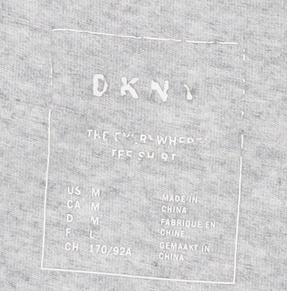 DKNY Women's Grey Basic T-Shirt, M, Casual Style