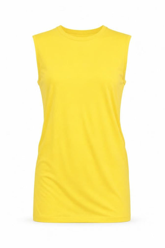 Front view of Jaeger Yellow Sleeveless Cotton Tank Top S Women