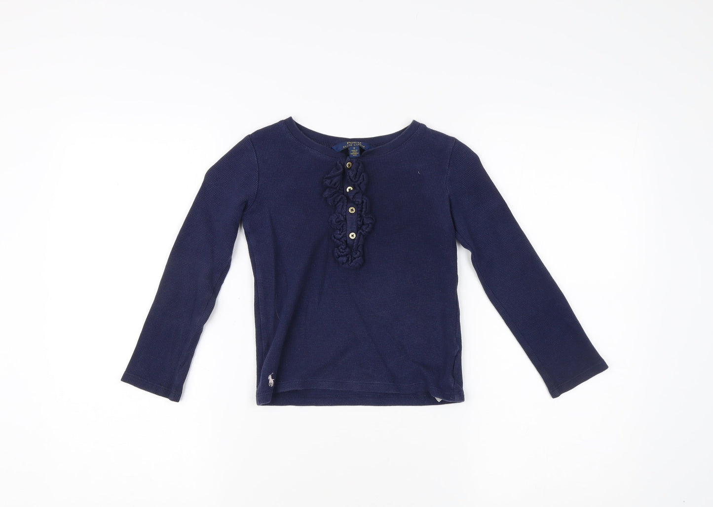 Polo Ralph Lauren Girls Blue Long Sleeve Pullover T-Shirt - 10 Years
