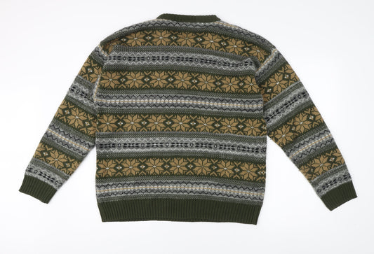 Farah Men's Green Fair Isle Pullover Jumper Size L